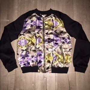 Couture Womens Satin Multicolor Bomber Jacket size large